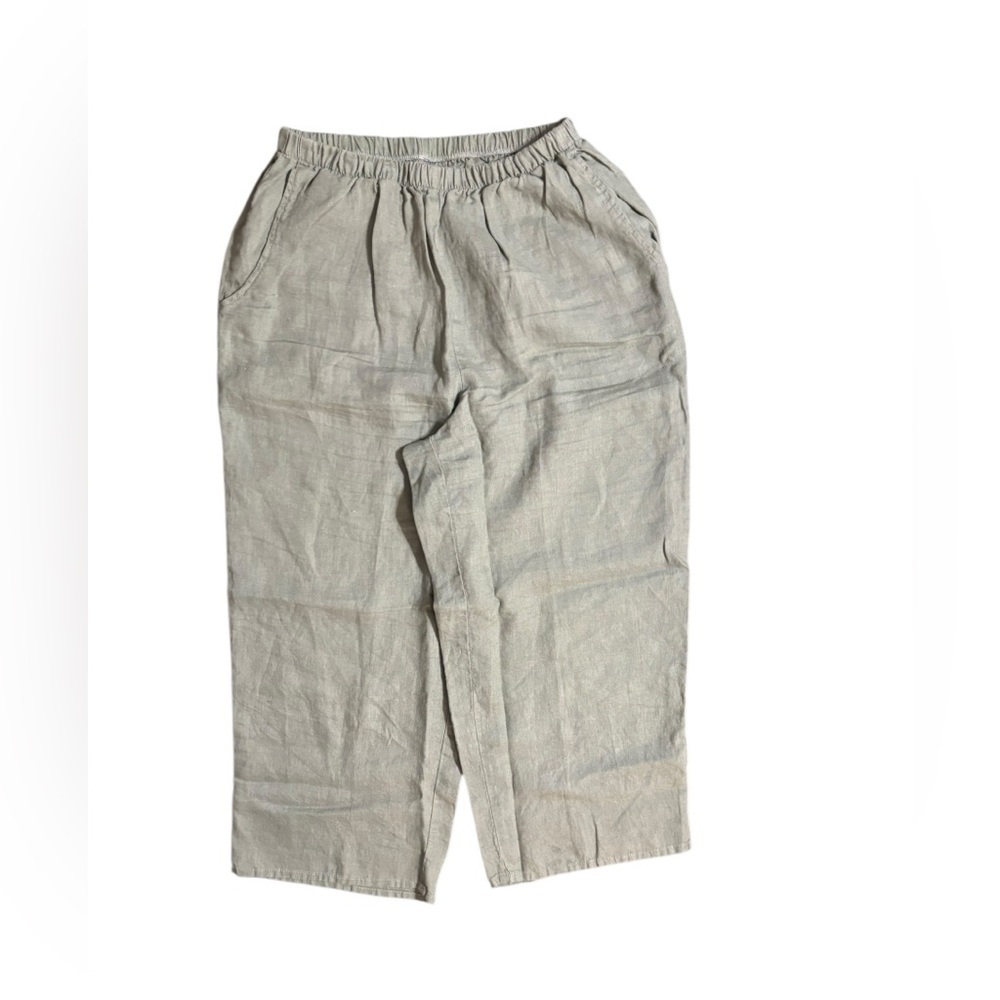 Flax Ankle Cropped Pants olive green size small
